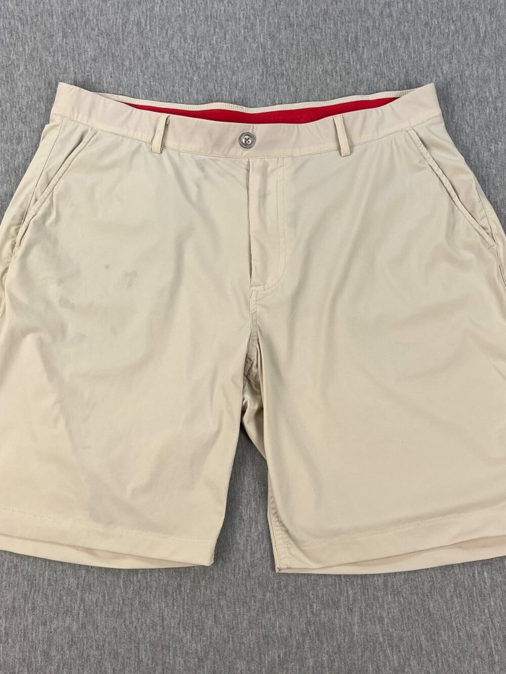 Redvanly Hanover Pull-On Golf Shorts Mens L Ivory Stretch Performance 9" Inseam
